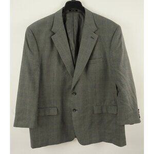 Lauren Ralph Lauren Silk & Wool Mens 50R Gray Houndstooth Check Notch Blazer